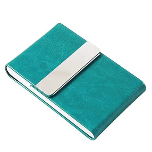 JuneLsy Professional PU Leather Business Card Holder Case with Magnetic Shut (S-Mint Green, 15-20 Cards) thumbnail 3