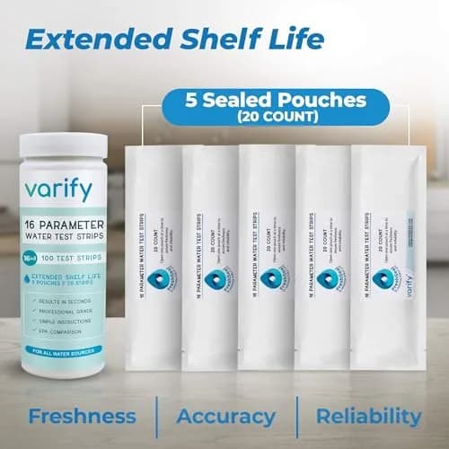 VARIFY 17-in-1 Complete Drinking Water Test Kit with 100 Strips & 2 Bacteria Tests | Professional Grade Analysis for Lead, Chlorine, pH, Hardness & More thumbnail 5