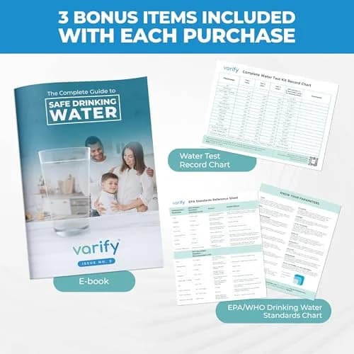 VARIFY 17-in-1 Complete Drinking Water Test Kit with 100 Strips & 2 Bacteria Tests | Professional Grade Analysis for Lead, Chlorine, pH, Hardness & More thumbnail 6