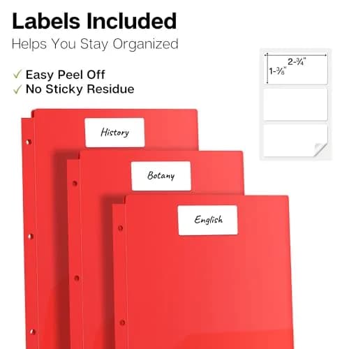 Dunwell 2-Pocket Folder for 3-Ring Binder, 8.5x11, 3-Pack, Red | Durable, Water-Resistant Poly Folder thumbnail 6