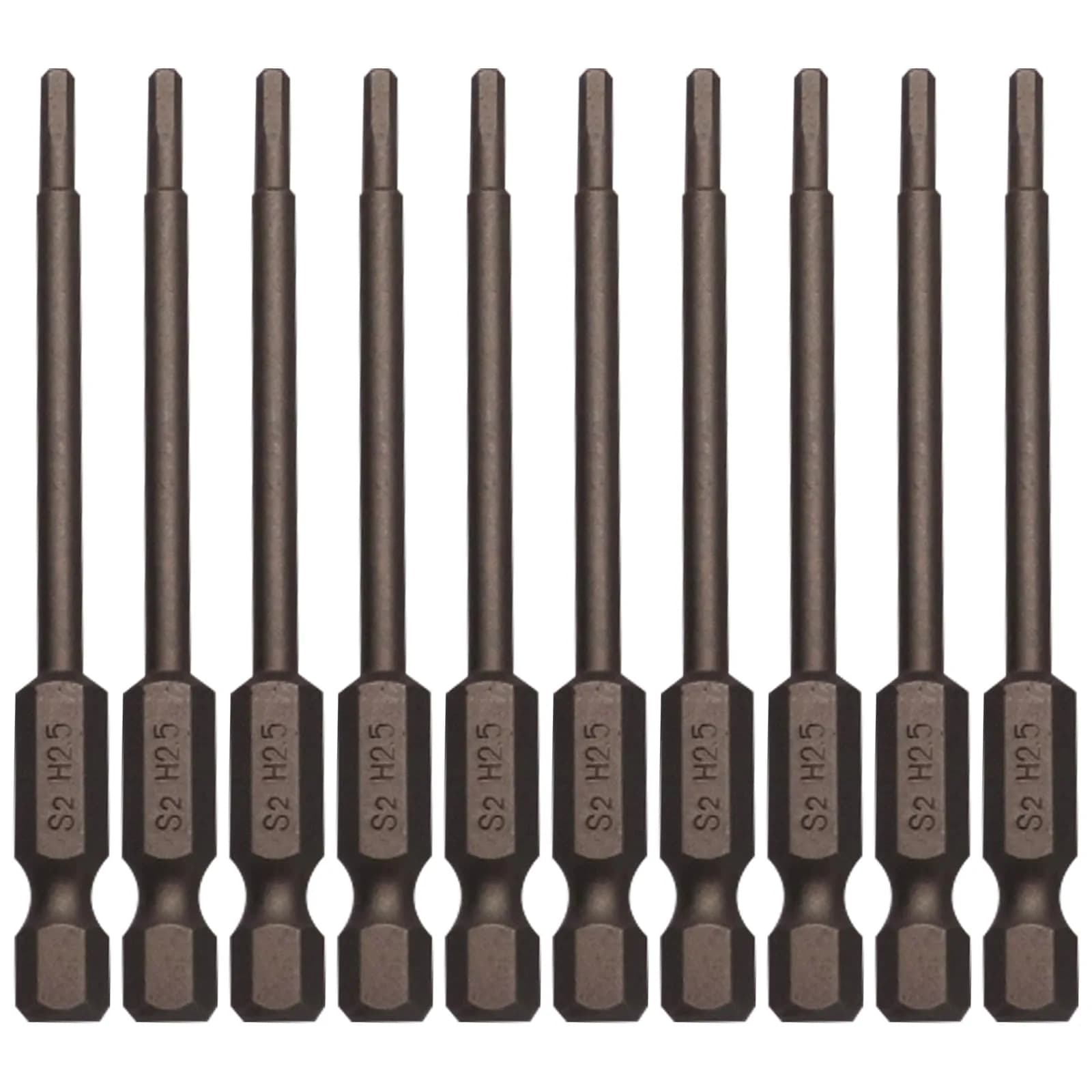Sipery H2.5 Hex Head Allen Wrench Drill Bits 2.5mm (0.1 inch) S2 Steel Magnetic 75mm (3 Inch) 10-Pack | Precision Tooling for Indian Workshops — H2.5 (2.5mm / 0.1inch)