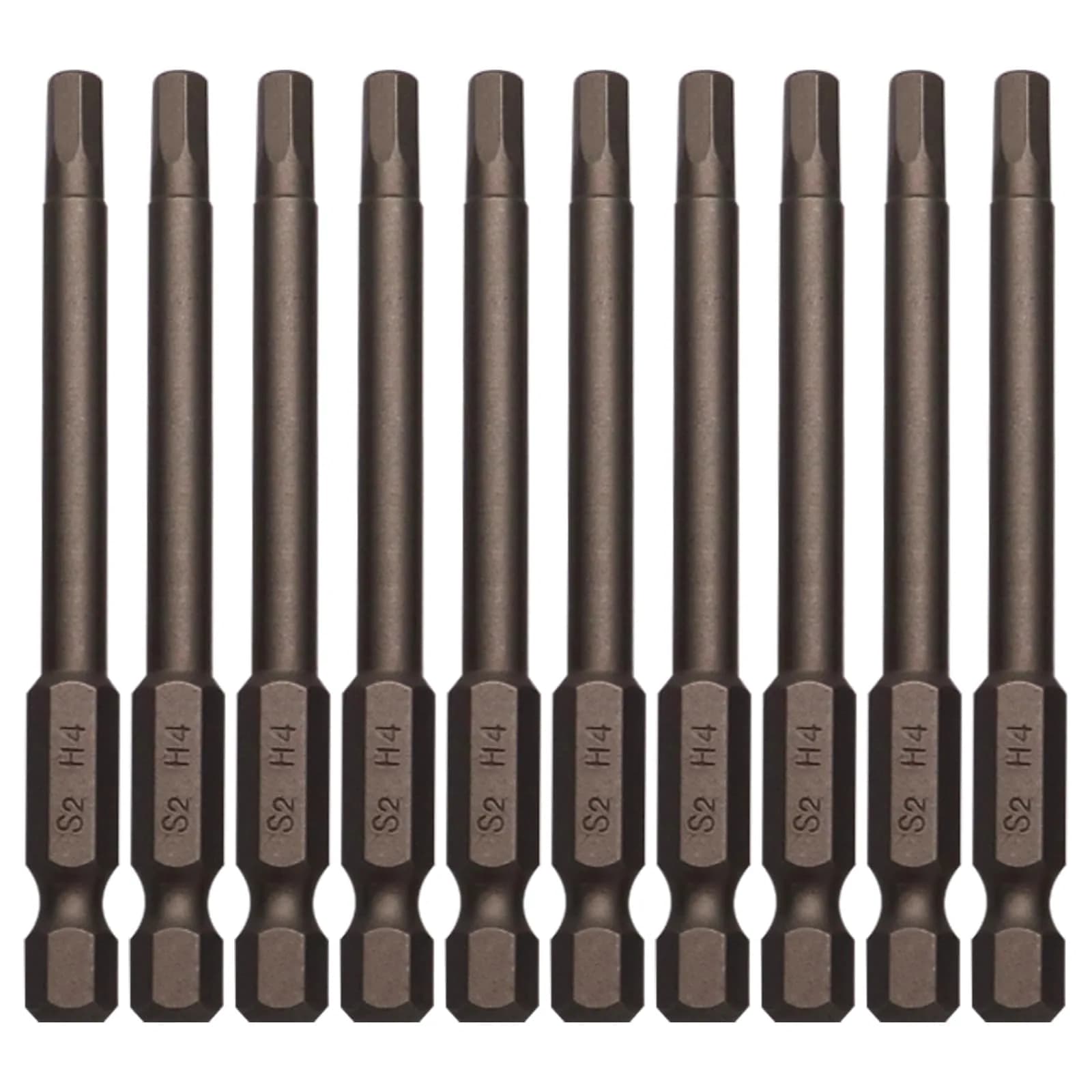 Sipery H4 Hex Allen Wrench Drill Bits 4mm (0.16 Inch) S2 Steel Magnetic 1/4 Inch Hex Shank 75mm (3 Inch) Long 10 Pack — H4 (4mm / 0.16inch)