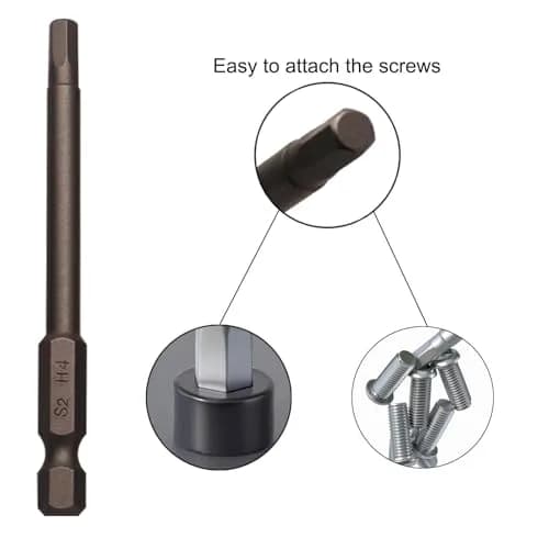 Sipery H4 Hex Allen Wrench Drill Bits 4mm (0.16 Inch) S2 Steel Magnetic 1/4 Inch Hex Shank 75mm (3 Inch) Long 10 Pack thumbnail 3