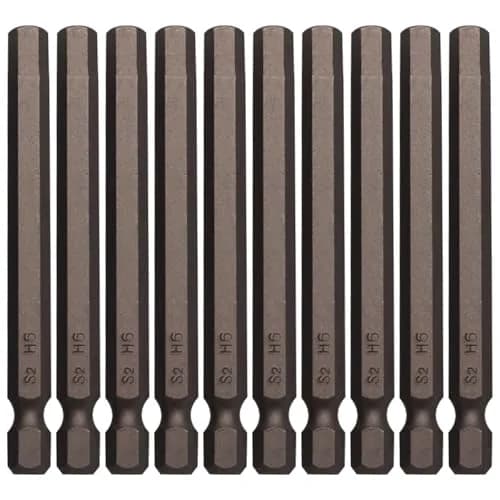 Sipery H6 Hex Head Allen Wrench Drill Bits 6mm (0.24 Inch) S2 Steel Magnetic 75mm (3 Inch) Long 10-Pack | For Power Drills & Screwdrivers thumbnail 1