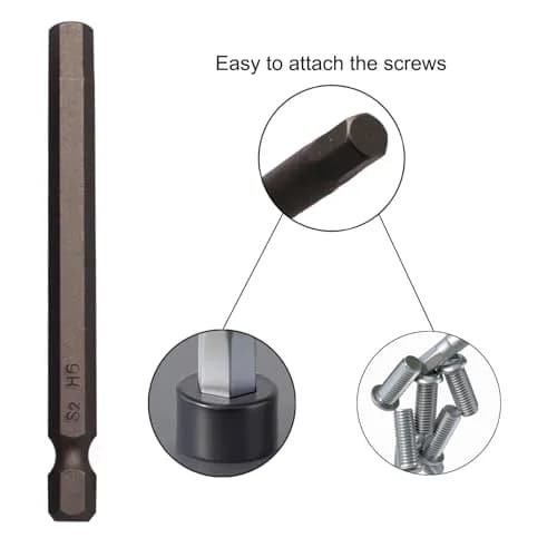 Sipery H6 Hex Head Allen Wrench Drill Bits 6mm (0.24 Inch) S2 Steel Magnetic 75mm (3 Inch) Long 10-Pack | For Power Drills & Screwdrivers thumbnail 3