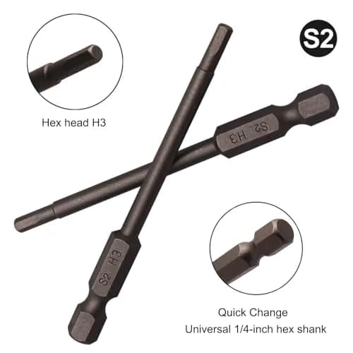 Sipery H3 3mm Hex Allen Wrench Drill Bits 75mm (3 Inch) S2 Steel Magnetic 10-Piece Set | For Power Drills & Screwdrivers thumbnail 2