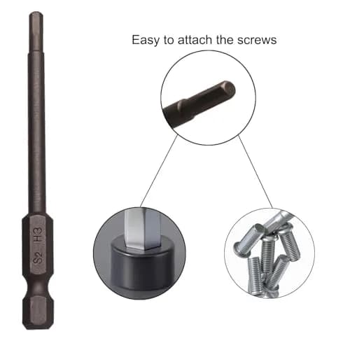 Sipery H3 3mm Hex Allen Wrench Drill Bits 75mm (3 Inch) S2 Steel Magnetic 10-Piece Set | For Power Drills & Screwdrivers thumbnail 3