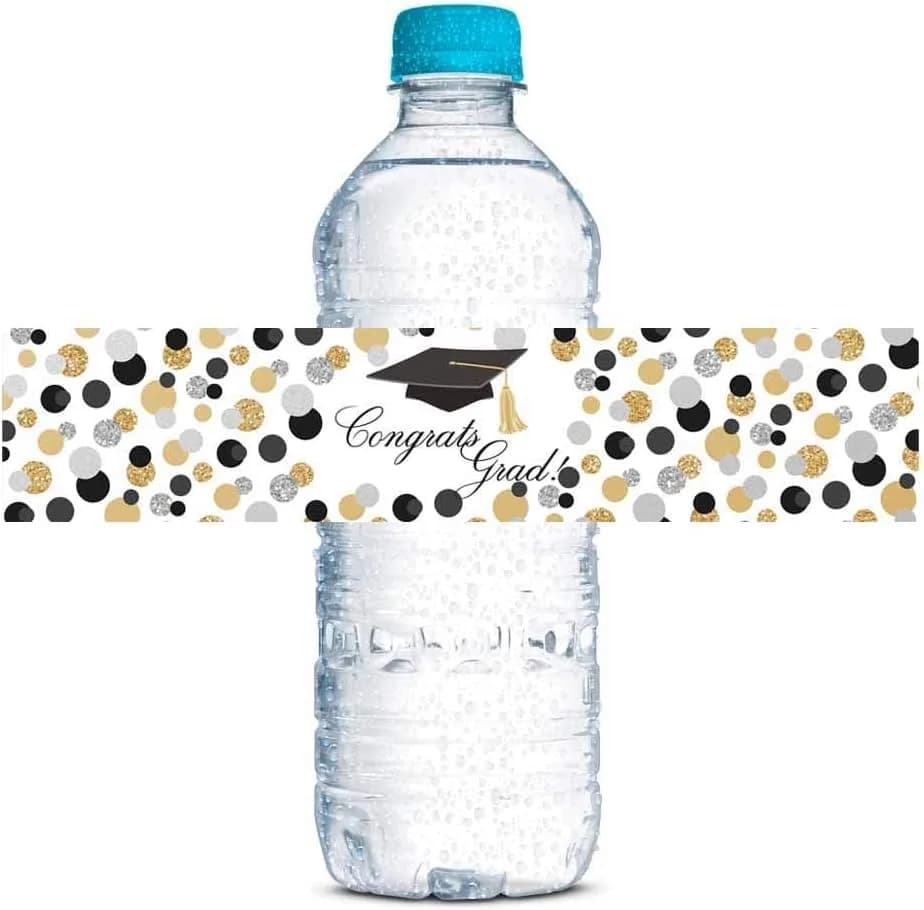 Amanda Creation Confetti Polka Dot Water Bottle Labels Waterproof 20 Pack | 1.75" x 8.5" Waterproof Vinyl Labels for Party thumbnail 2
