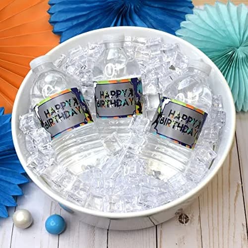 Amanda Creation Splatter Paintball Water Bottle Labels 20-Pack | Waterproof Vinyl Wraps for Parties thumbnail 6