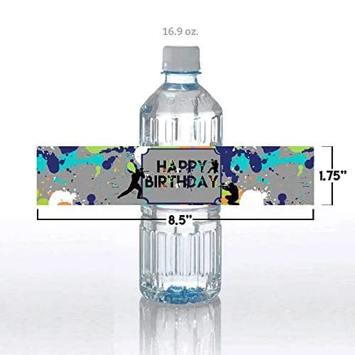 Amanda Creation Splatter Paintball Water Bottle Labels 20-Pack | Waterproof Vinyl Wraps for Parties thumbnail 8