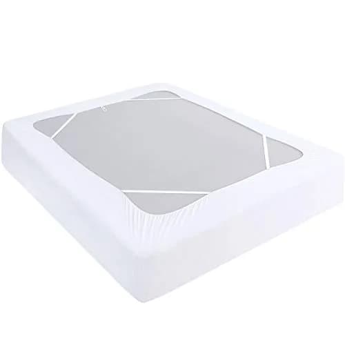 Moonsea King Size Box Spring Cover 203.2 cm (80") | White Elastic Fabric Wrap Around 4 Sides Bed Skirt thumbnail 1