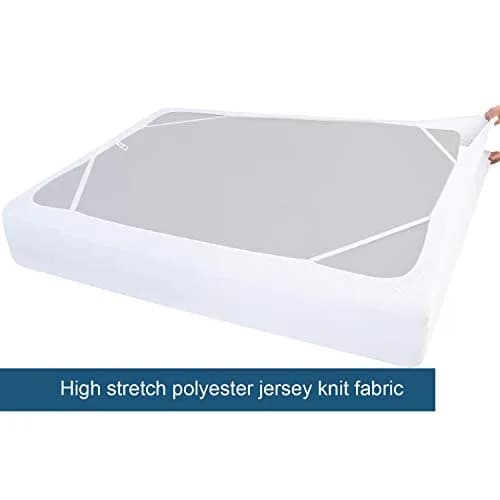 Moonsea King Size Box Spring Cover 203.2 cm (80") | White Elastic Fabric Wrap Around 4 Sides Bed Skirt thumbnail 4