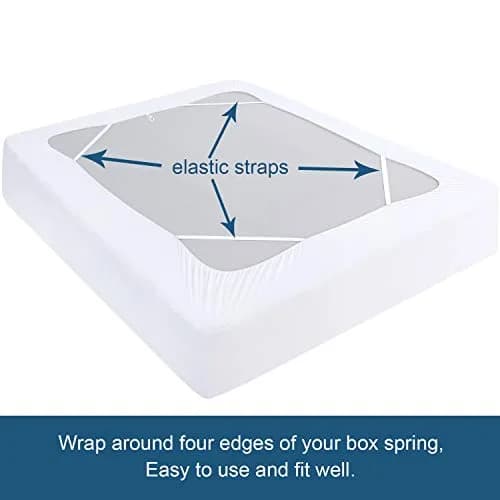 Moonsea King Size Box Spring Cover 203.2 cm (80") | White Elastic Fabric Wrap Around 4 Sides Bed Skirt thumbnail 5