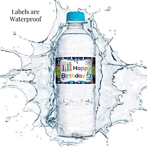 Amanda Creation Science Themed Birthday Party Waterproof Water Bottle Sticker Wrappers 20 Labels (8.5" x 1.75") | Assorted Colors Kitchen thumbnail 4