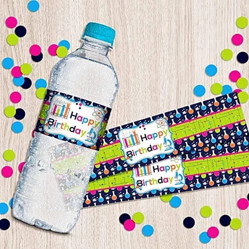 Amanda Creation Science Themed Birthday Party Waterproof Water Bottle Sticker Wrappers 20 Labels (8.5" x 1.75") | Assorted Colors Kitchen thumbnail 6