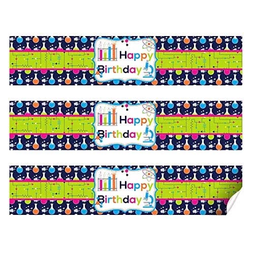 Amanda Creation Science Themed Birthday Party Waterproof Water Bottle Sticker Wrappers 20 Labels (8.5" x 1.75") | Assorted Colors Kitchen thumbnail 2