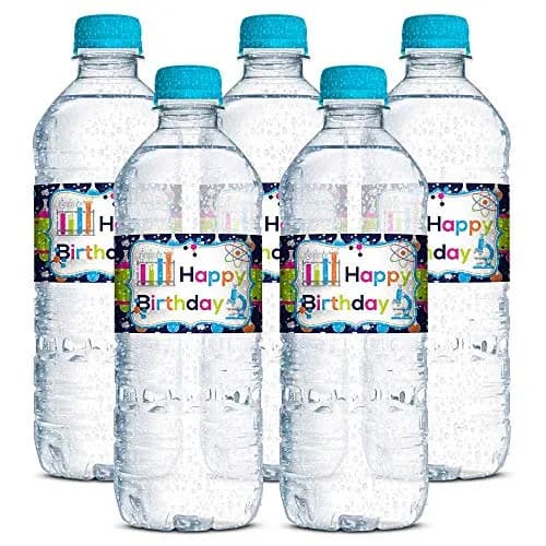 Amanda Creation Science Themed Birthday Party Waterproof Water Bottle Sticker Wrappers 20 Labels (8.5" x 1.75") | Assorted Colors Kitchen thumbnail 3