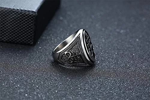 VNOX Sigil of Lucifer Seal of Satan Symbol Signet Ring Band for Men, Talisman Amulet Jewelry - Size 8 (2 Pcs, Silver) thumbnail 4