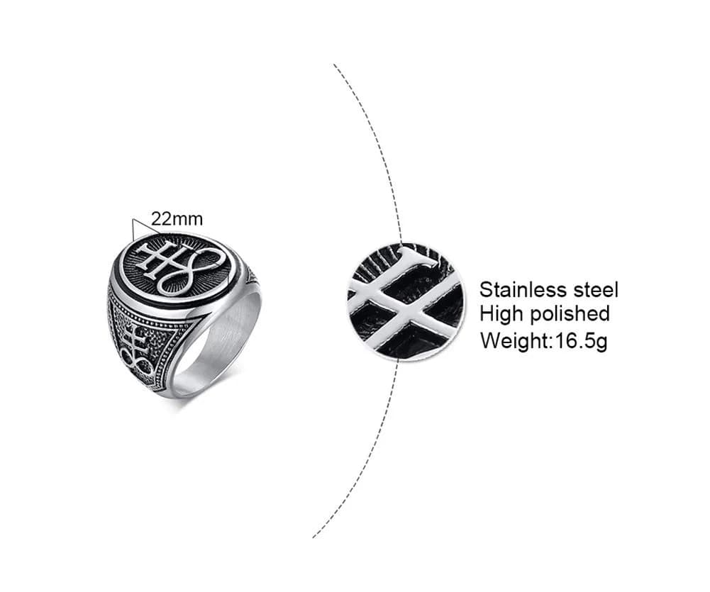 VNOX Sigil of Lucifer Seal of Satan Symbol Signet Ring Band for Men, Talisman Amulet Jewelry - Size 8 (2 Pcs, Silver) - view 2