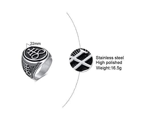 VNOX Sigil of Lucifer Seal of Satan Symbol Signet Ring Band for Men, Talisman Amulet Jewelry - Size 8 (2 Pcs, Silver) thumbnail 2