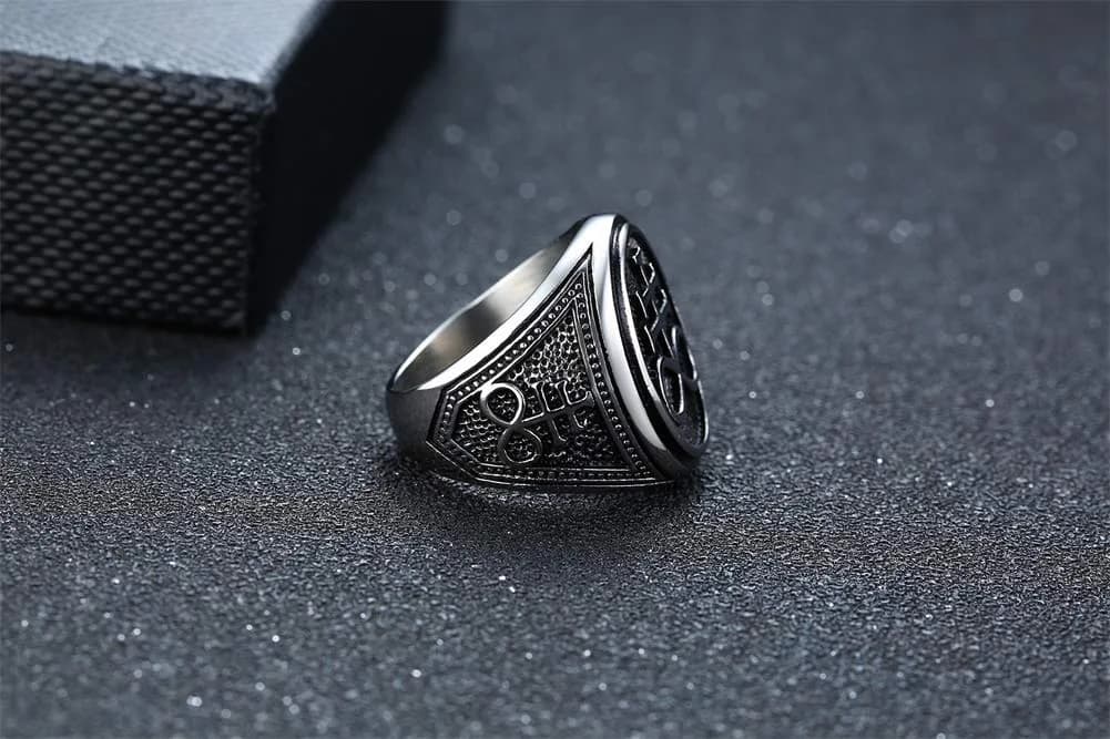 VNOX Sigil of Lucifer Seal of Satan Symbol Signet Ring Band for Men, Talisman Amulet Jewelry - Size 8 (2 Pcs, Silver) - view 4