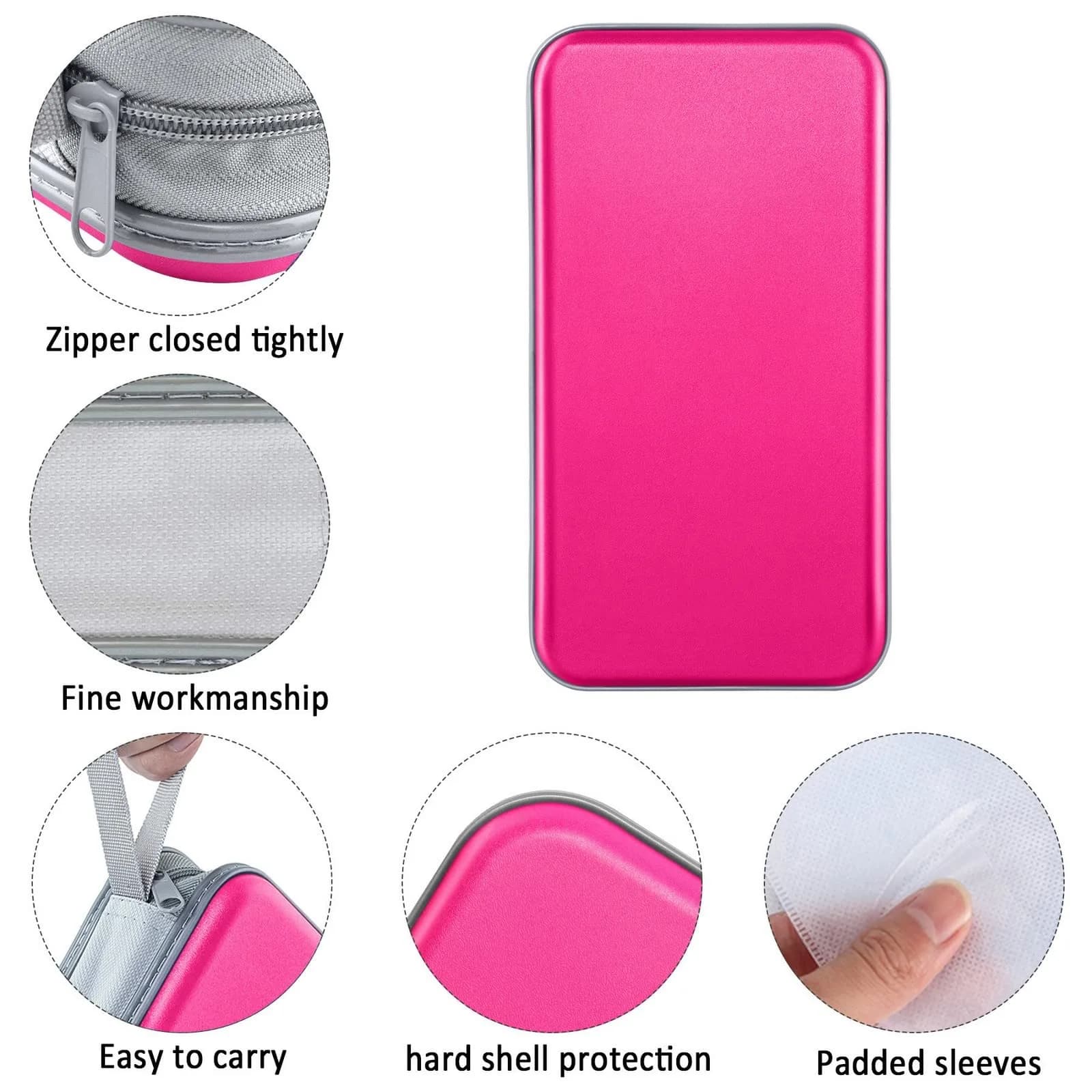 Siveit 80 CD/DVD Case Holder - Hot Pink Hard Plastic Zippered Wallet - view 2