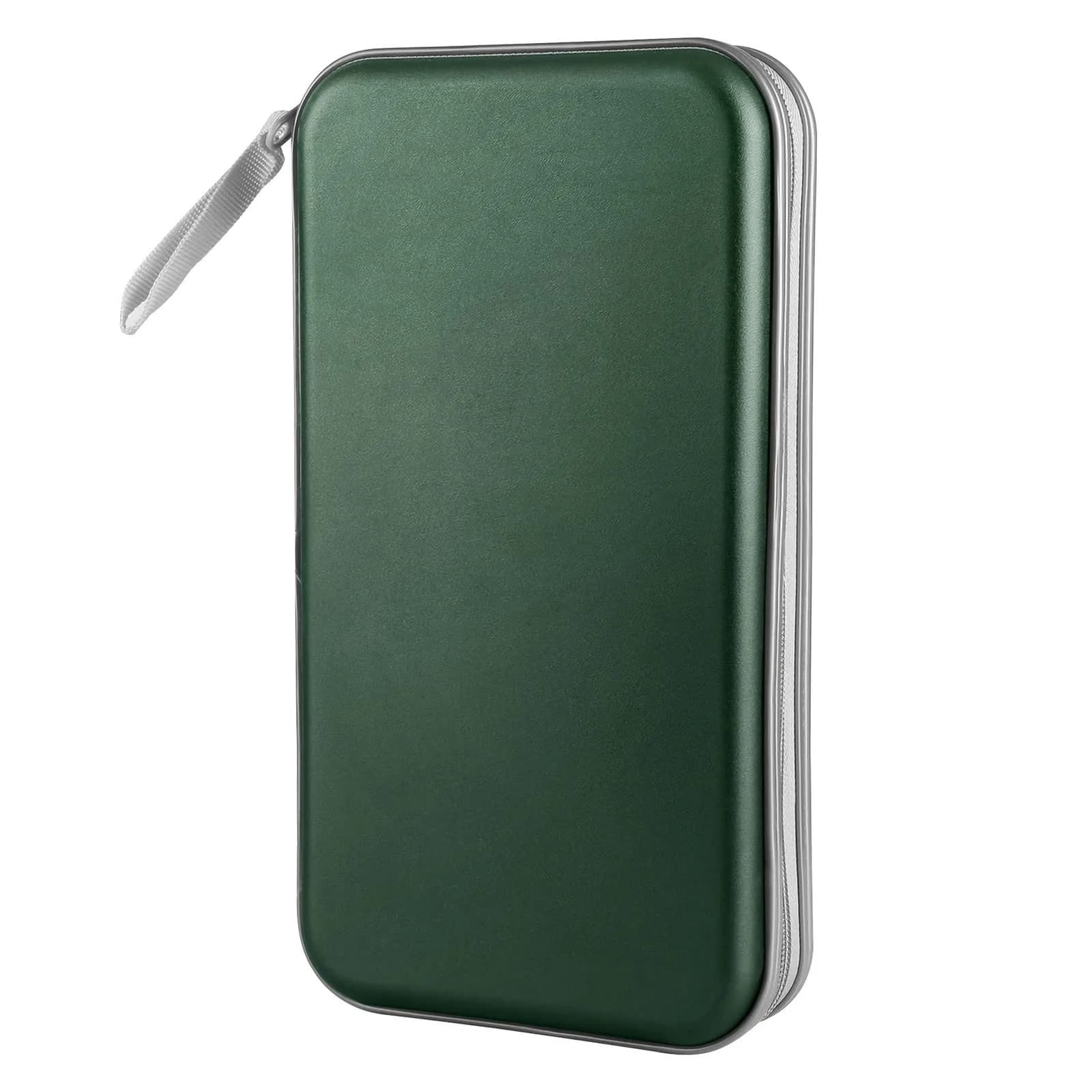 Siveit 80 Capacity CD/DVD Case Holder in Dark Green - Hard Plastic Zippered Wallet - main product image
