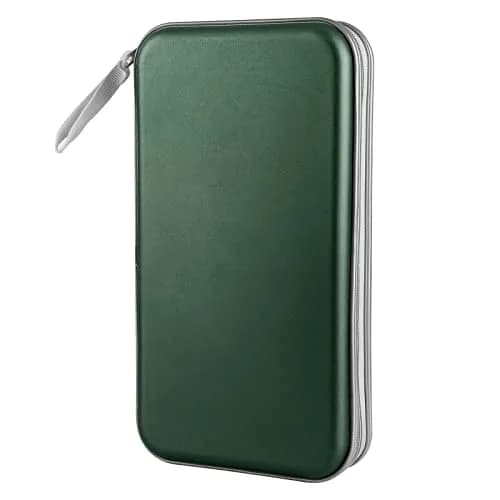 Siveit 80 Capacity CD/DVD Case Holder in Dark Green - Hard Plastic Zippered Wallet thumbnail 1