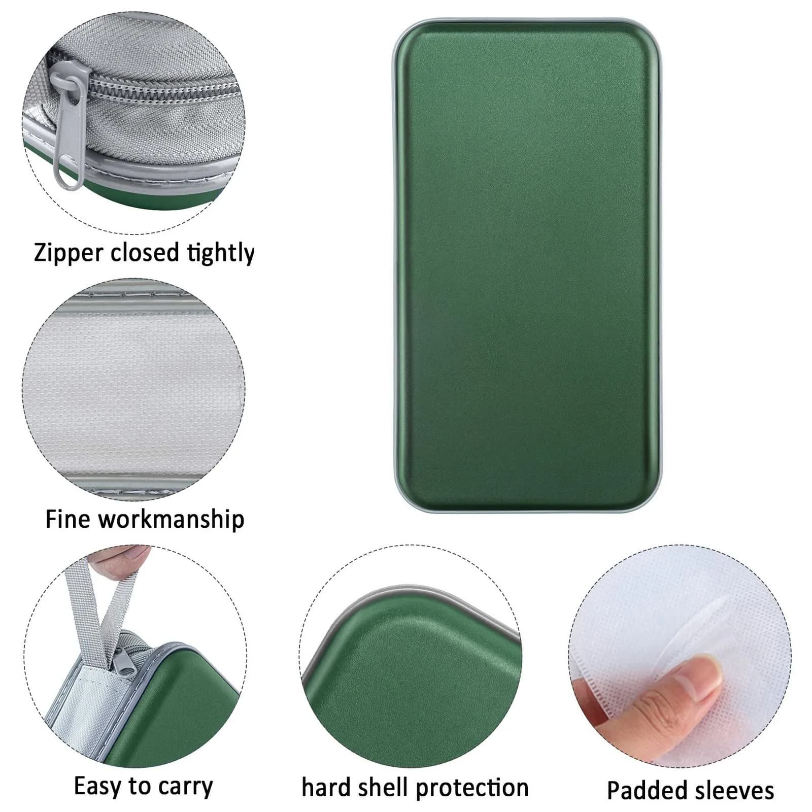 Siveit 80 Capacity CD/DVD Case Holder in Dark Green - Hard Plastic Zippered Wallet - view 2