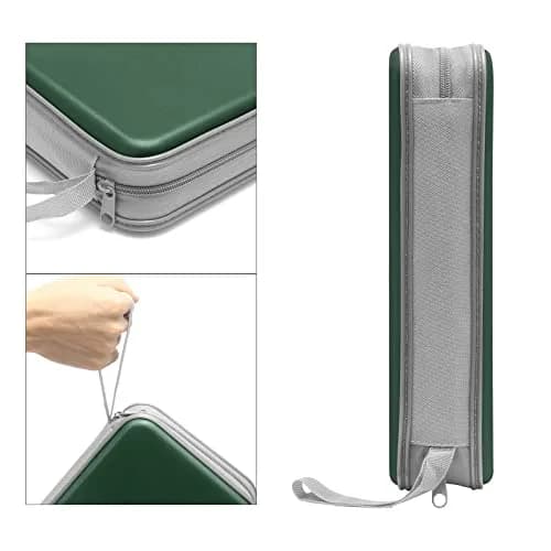 Siveit 80 Capacity CD/DVD Case Holder in Dark Green - Hard Plastic Zippered Wallet thumbnail 3