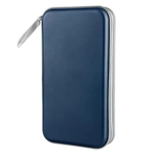 Siveit 80 Capacity CD/DVD Case Holder in Dark Blue - Hard Plastic Zipper Wallet thumbnail 1