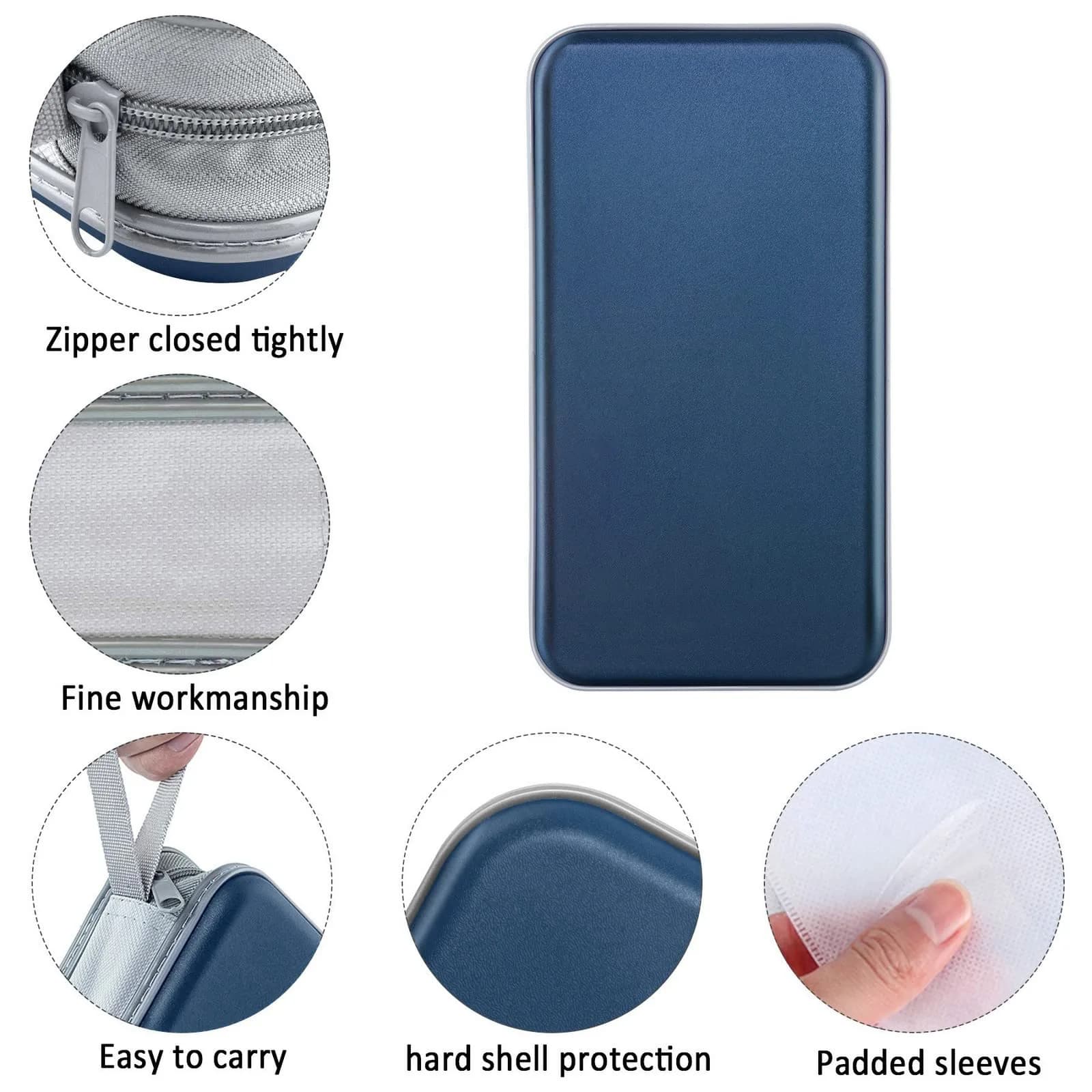 Siveit 80 Capacity CD/DVD Case Holder in Dark Blue - Hard Plastic Zipper Wallet - view 2