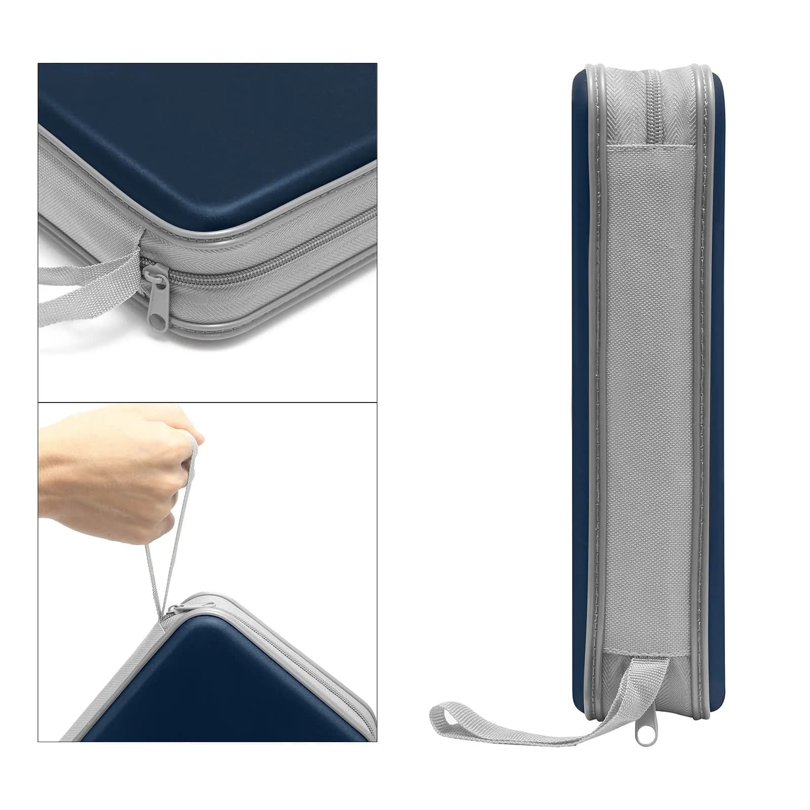Siveit 80 Capacity CD/DVD Case Holder in Dark Blue - Hard Plastic Zipper Wallet - view 3