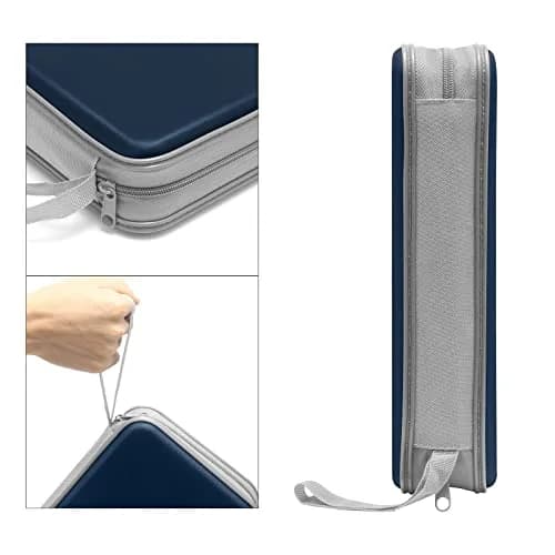 Siveit 80 Capacity CD/DVD Case Holder in Dark Blue - Hard Plastic Zipper Wallet thumbnail 3