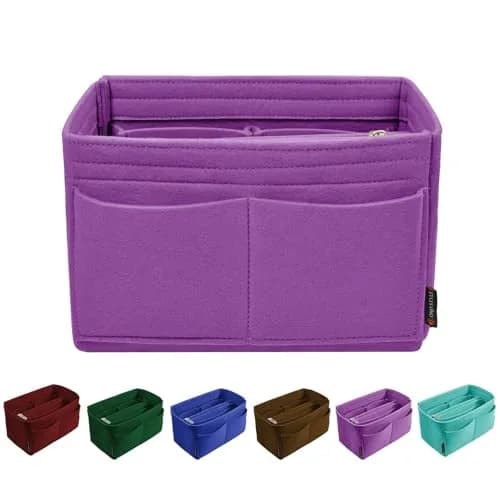 OMYSTYLE Purple X-Large Felt Tote Bag Organizer Insert with 13 Pockets | 24.4cm x 12.9cm x 15cm - main product image