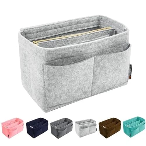 OMYSTYLE Light Grey Large Felt Tote Bag Organizer Insert with 13 Pockets - main product image