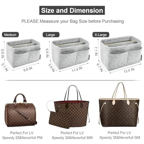 OMYSTYLE Light Grey Large Felt Tote Bag Organizer Insert with 13 Pockets - view 2