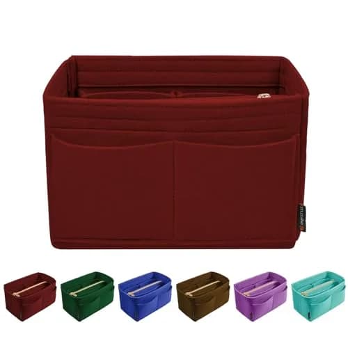 OMYSTYLE Dark Red X-Large Felt Tote Bag Organizer Insert with 13 Pockets | 30cm x 16cm x 16cm - main product image
