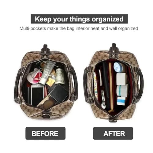 OMYSTYLE Dark Red X-Large Felt Tote Bag Organizer Insert with 13 Pockets | 30cm x 16cm x 16cm - view 4