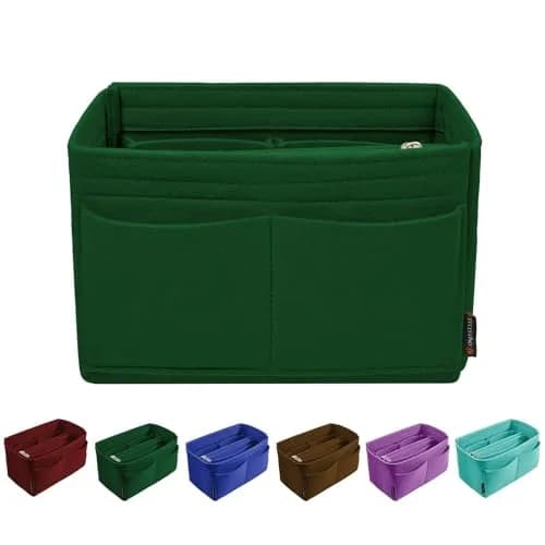 OMYSTYLE Medium Green Felt Tote Bag Organizer Insert with 13 Pockets - main product image