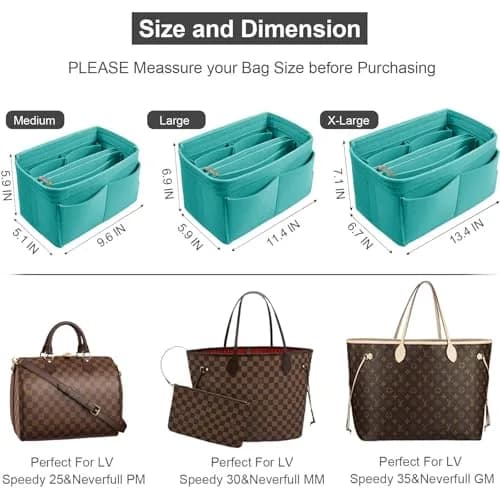 OMYSTYLE Cyan Large Felt Organizer Insert | 18.3cm x 12.9cm x 17.5cm (Large) thumbnail 3