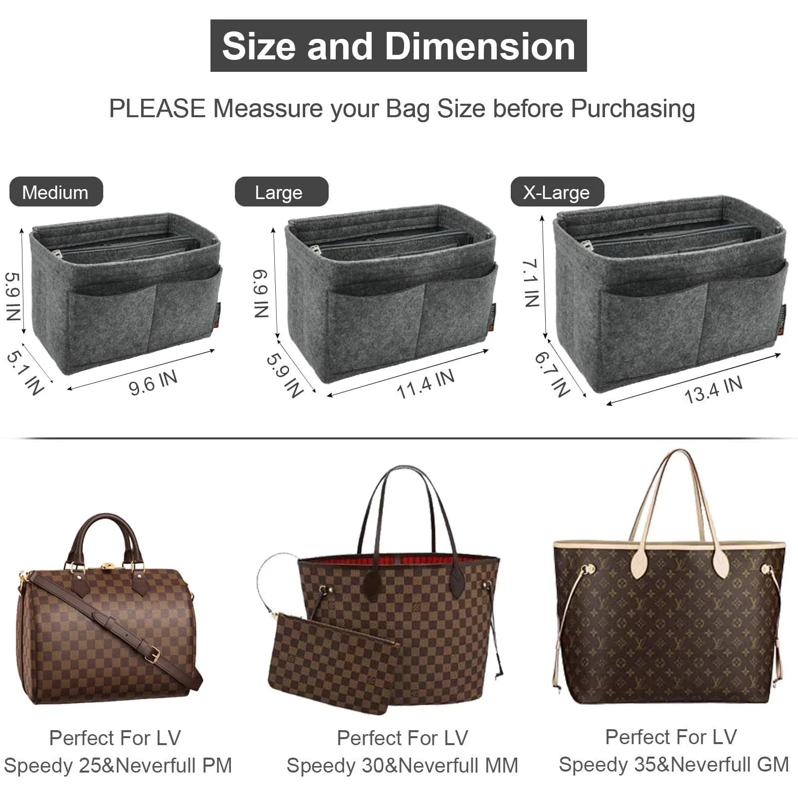 OMYSTYLE Dark Grey Felt Tote Bag Organizer Insert with 13 Pockets, Medium Size | Keeps Handbags Tidy - view 3