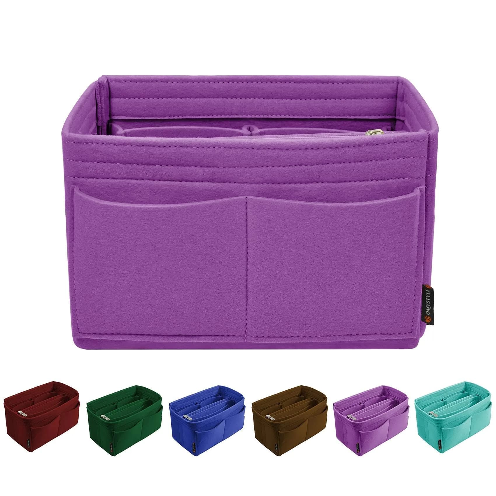 OMYSTYLE Medium Purple Felt Tote Bag Organizer Insert with 13 Pockets | 24.4cm x 12.9cm x 15cm - main product image