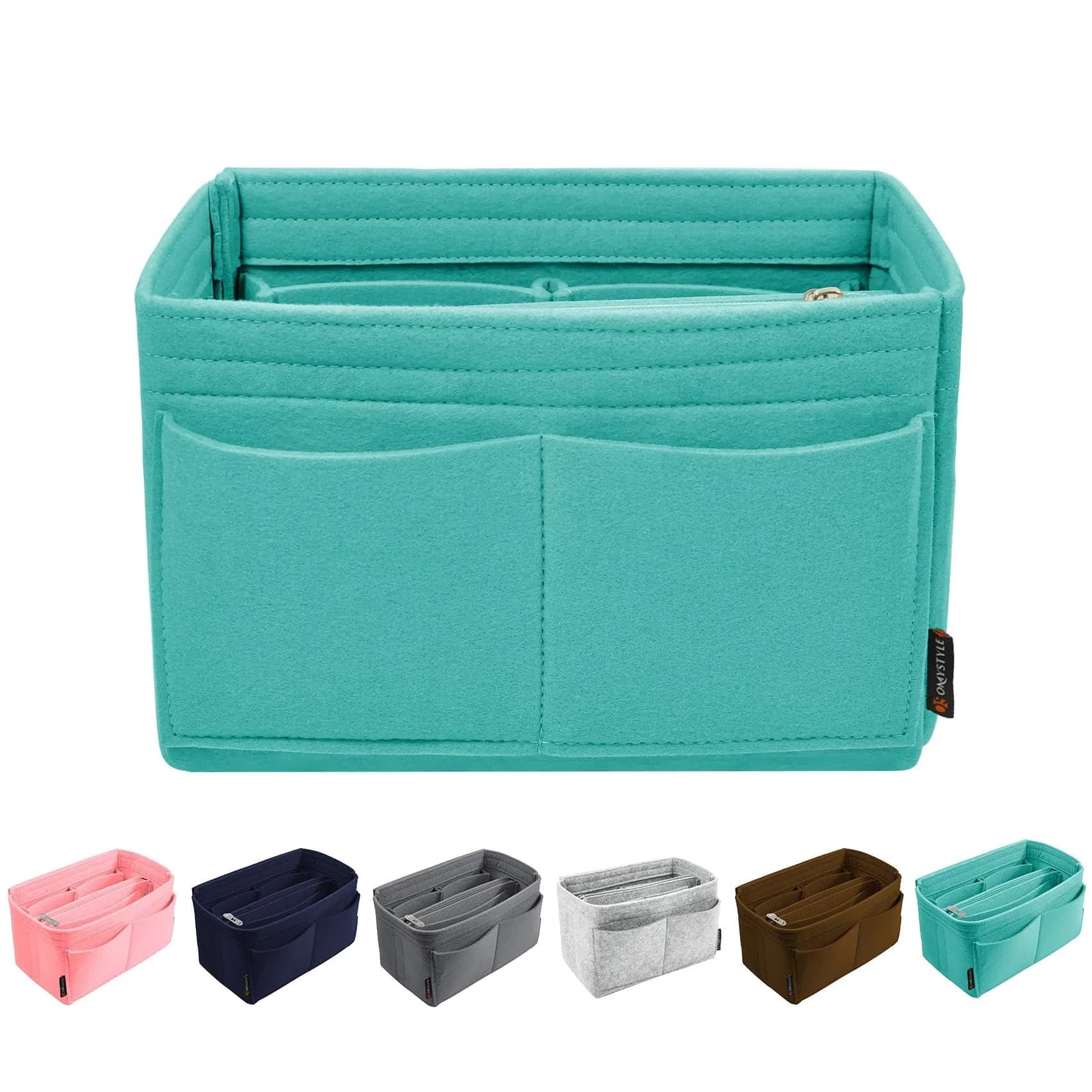 OMYSTYLE Cyan X-Large Felt Tote Bag Organizer Insert with 13 Pockets | 30cm x 15cm x 15cm - main product image