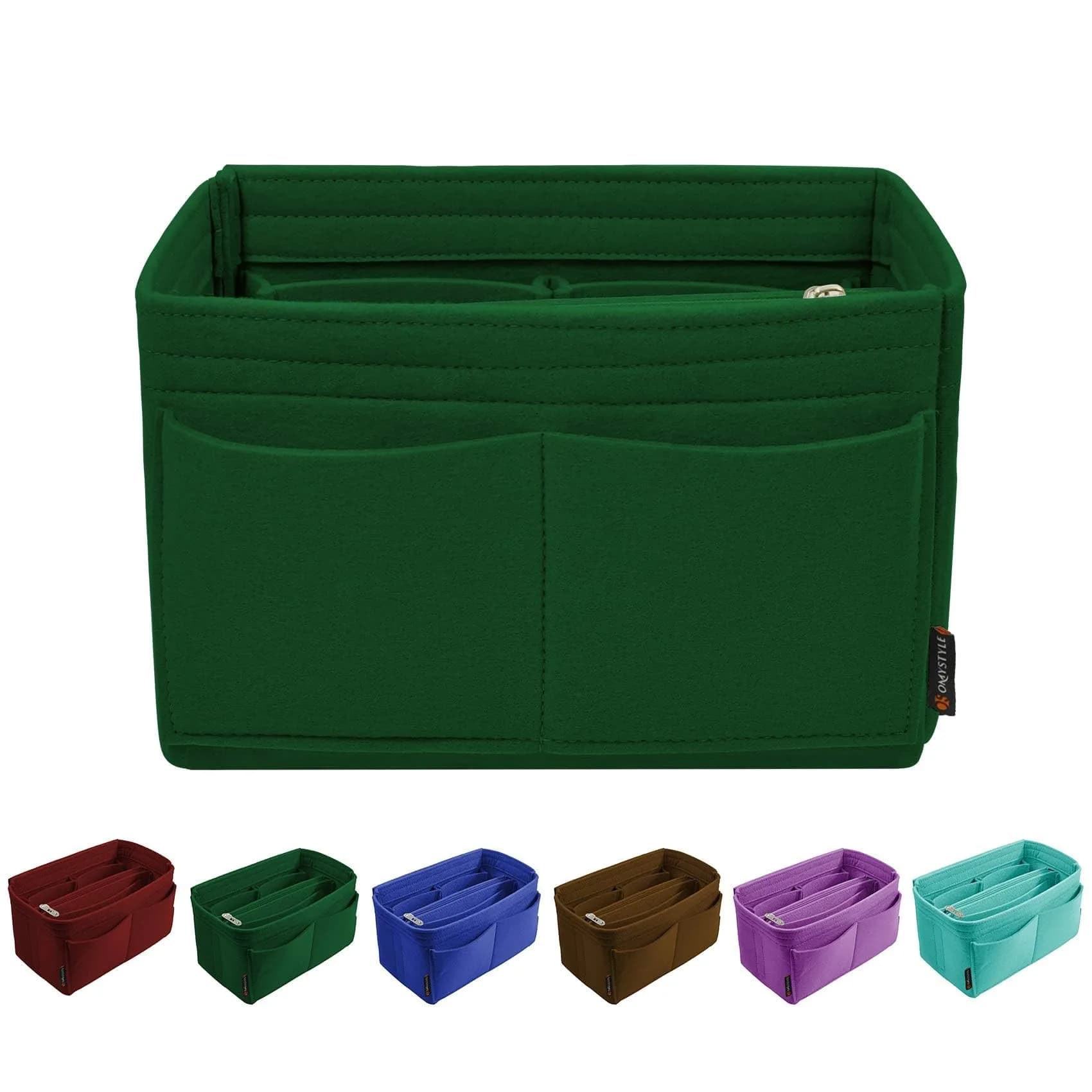 OMYSTYLE Green X-Large Felt Tote Bag Organizer Insert with 13 Pockets | 24.4cm x 12.9cm x 15cm - main product image