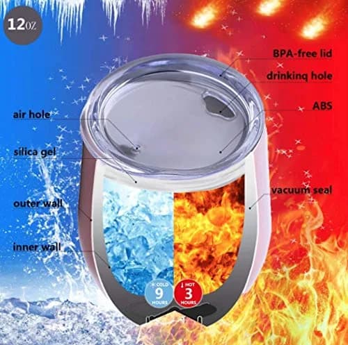 Tipit Drinkware 12 oz Stainless Steel Wine Tumbler with Lid | Engaged Gift for Her thumbnail 3