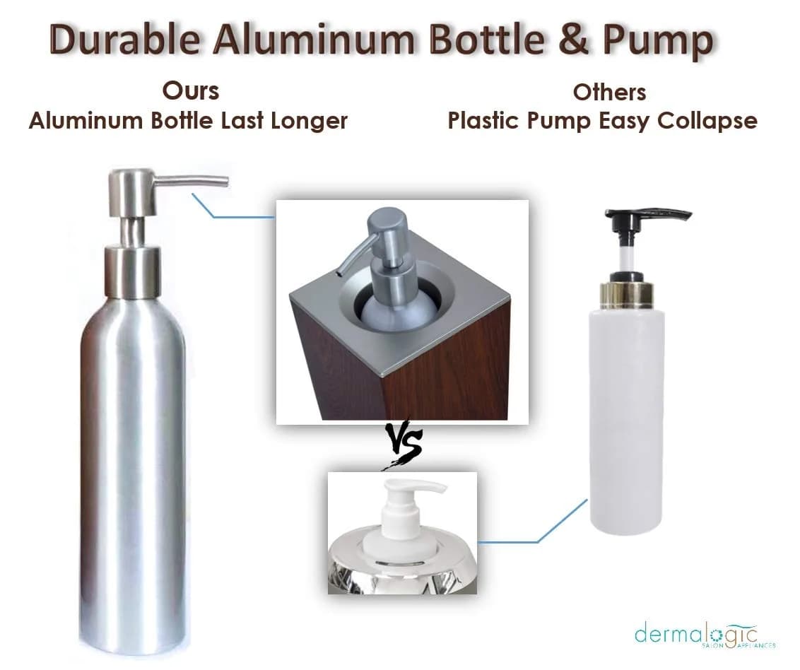 DERMALOGIC Massage Oil Warmer Replacement 8.5 fl oz | Aluminum Bottle with Stainless Steel Pump