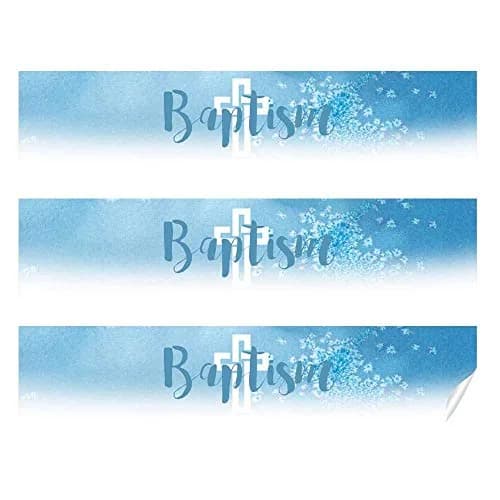 Amanda Creation Blue Watercolor Baptism Water Bottle Labels 20 Count | Waterproof Vinyl Wraps for Boys thumbnail 2