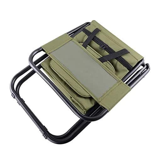 KINGMODERN Portable Camping Chair with Cooler Bag & Backrest - Army Green | Lightweight Backpack Stool, 200kg Capacity thumbnail 6