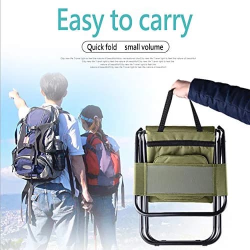 KINGMODERN Portable Camping Chair with Cooler Bag & Backrest - Army Green | Lightweight Backpack Stool, 200kg Capacity thumbnail 7